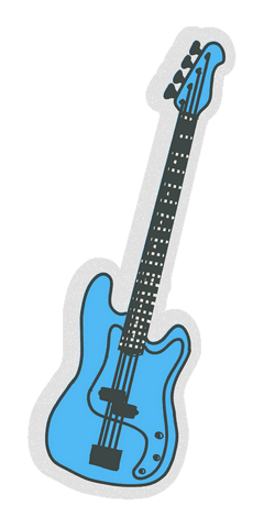 Flat design bass guitar on transparent background