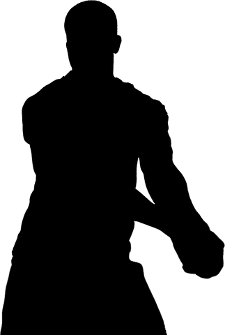 Transparent vector silhouette of rugby athlete in action pose