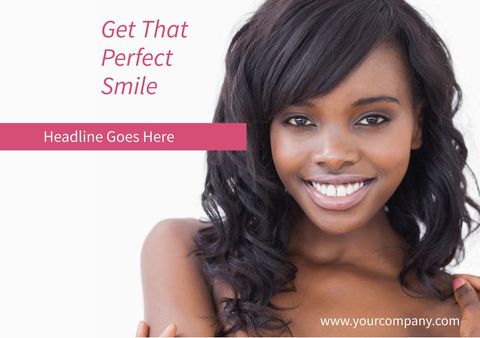 Confident Smiling Woman Advertising Dental or Beauty Services