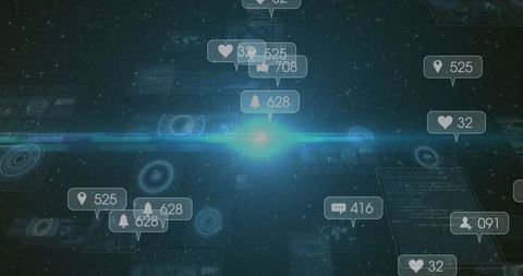 Floating Social Media Notifications in Futuristic Virtual Interface