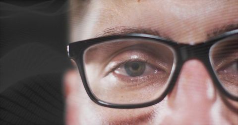Right Eye Close-Up Mid Adult Man Wearing Glasses Deep Gaze
