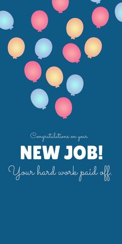 Congratulations Card with Colorful Balloons for New Job Celebration - Download Free Stock Templates Pikwizard.com