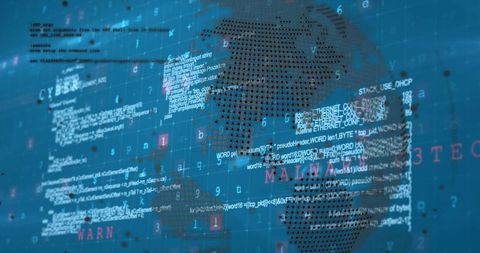 Digital Data Processing with Rotating Globe Matrix - Download Free Stock Images Pikwizard.com