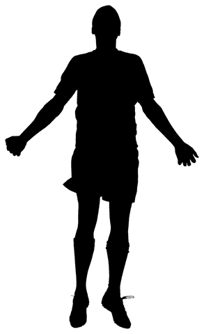 Transparent silhouette of active sportsman jumping