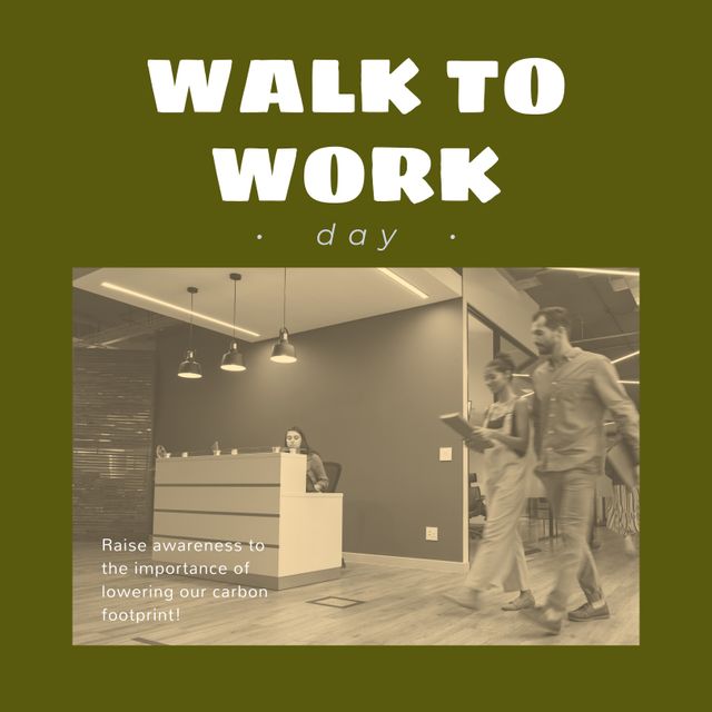 Business Professionals Participating in Walk to Work Day - Download Free Stock Templates Pikwizard.com