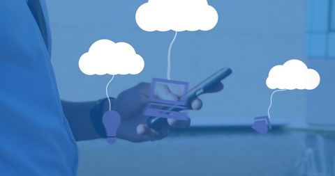 Cloud Computing Concept with Smartphone and Digital Icons - Download Free Stock Images Pikwizard.com