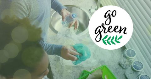 Eco-conscious couple sorting recycling for green living