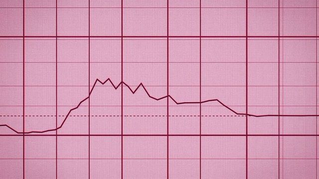 Undulating Maroon Line on Pink Grid Background Signifying Data Trends