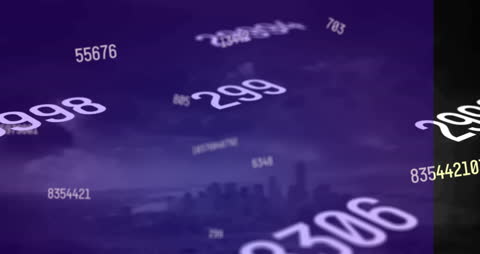 Dynamic Numbers Overlay on Urban Cityscape Animation