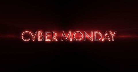 Red Neon Cyber Monday Sale on Dark Background - Download Free Stock Images Pikwizard.com