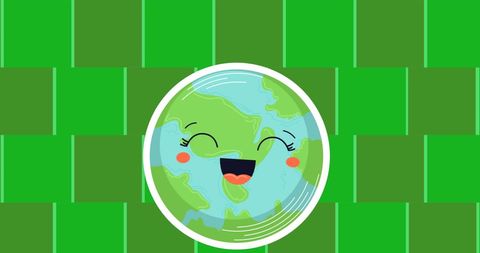 Environmental Awareness Happy Earth with Green Background