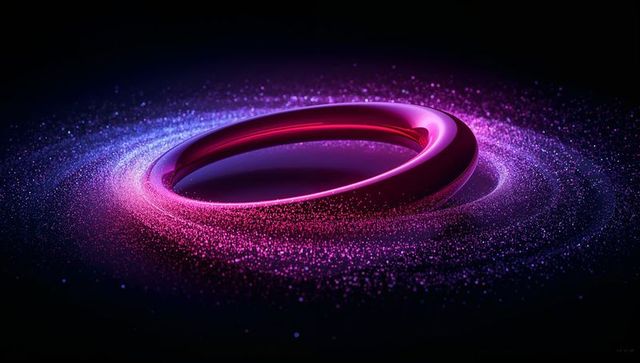 Futuristic Glowing Torus with Swirling Neon Particles