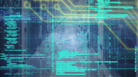 Digital Data Stream in Advanced Server Room Animation