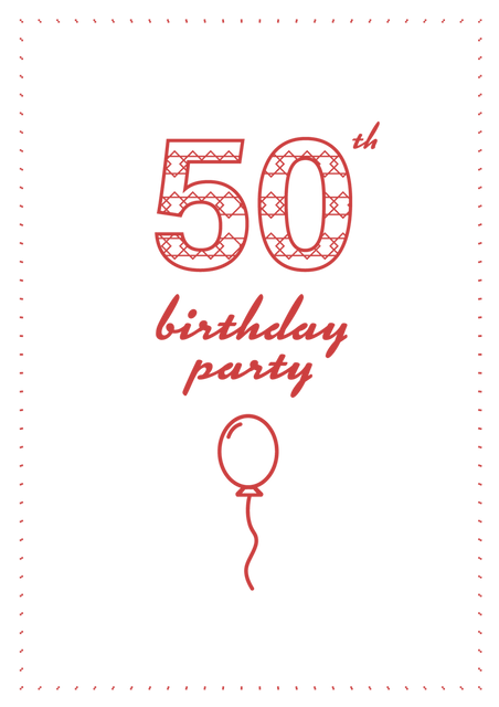 Red 50th Birthday Party Card on Transparent Background - Download Free Stock Videos Pikwizard.com