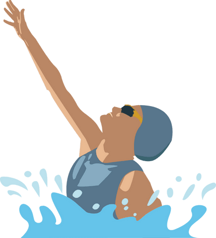 Flat Design Swimmer in Motion with Transparent Background