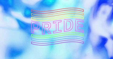 Pride text with blue fluid background art design