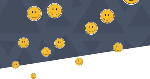 Smiling Emojis on Geometric Background Reflecting Social Connectivity