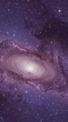 Vertical 4K Video Capturing Spiral Galaxy Core with Dust Lanes and Dense Starfield