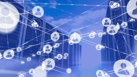 Global Networking Technological Icon Connections in Data Center