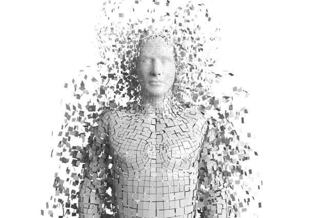 Transparent digital illustration of white man disintegrating into particles - Download Free Stock Videos Pikwizard.com