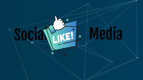 Thumbs-Up Icon with Social Media Text on Abstract Background