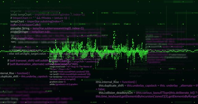 Sound Wave Visualization with Programming Code Elements - Download Free Stock Images Pikwizard.com