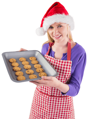 festive woman holding freshly baked cookies on transparent background - Download Free Stock Videos Pikwizard.com