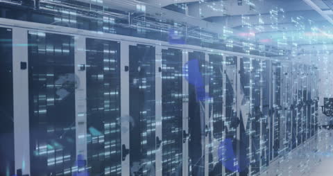 Conceptual Animation of Data Processing Over Server Racks