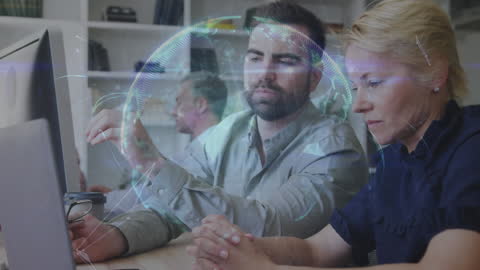 Business Professionals Analyzing Digital Global Mapping