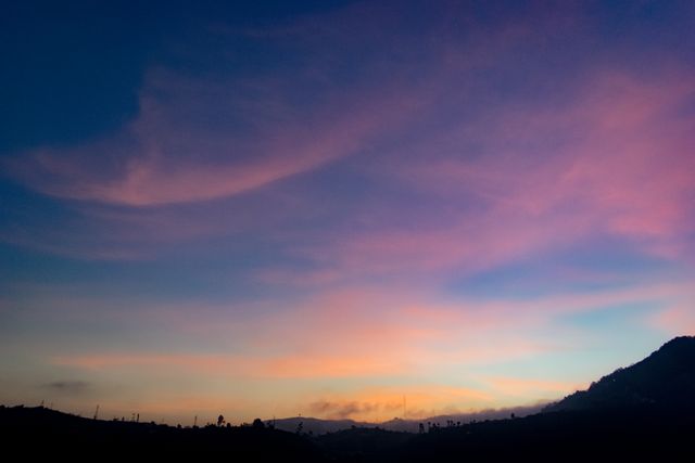 Vivid Sunset Over Mountain Range with Colorful Sky - Download Free Stock Photos Pikwizard.com