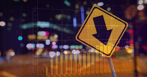 Financial Downturn Concept with Cityscape and Falling Graph - Download Free Stock Images Pikwizard.com
