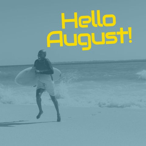 excited surfer embracing sunny august on the beach - Download Free Stock Templates Pikwizard.com