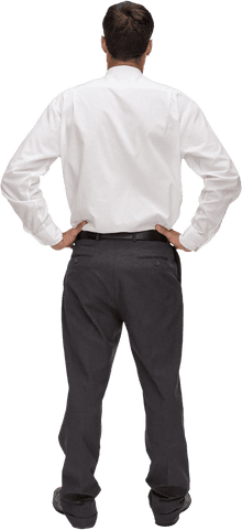 Transparent Rear View of Confident Young Man in Formal Attire