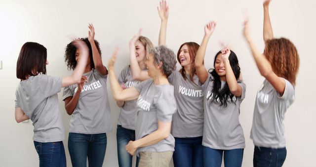 Diverse Group of Volunteers Celebrating Together - Download Free Stock Images Pikwizard.com