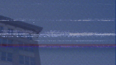 Surreal Data Processing Animation with City Skyline