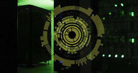 Advanced Digital Interface in Organic Lit Data Center - Download Free Stock Images Pikwizard.com