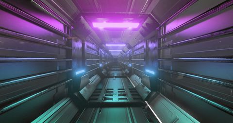 Futuristic Glowing Tunnel with Vibrant Light Trails