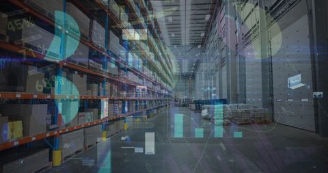 Digital Data Visualization Over Warehouse Background - Download Free Stock Images Pikwizard.com