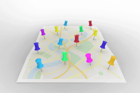 Transparent Digital Map with Colorful Destination Pins for Travel - Download Free Stock Videos Pikwizard.com
