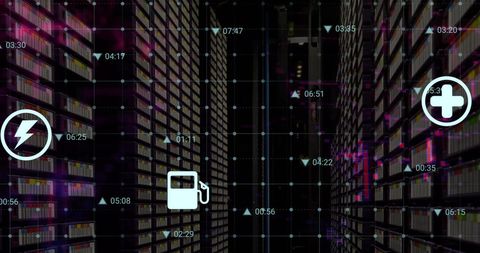 Digital data processing over computer servers connectivity concept
