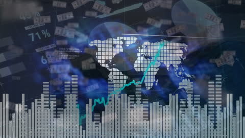 Global Financial Market Analysis Concept with World Map and Data