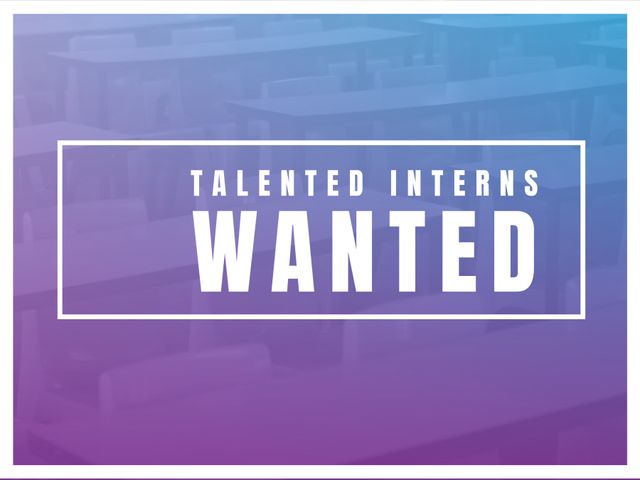 Talented Interns Wanted Recruitment Banner with Office Background - Download Free Stock Templates Pikwizard.com