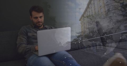 Businessman Conducting Online Work with Global Data Overlay - Download Free Stock Images Pikwizard.com