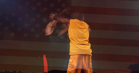 Basketball Competition with USA Flag Overlay - Download Free Stock Images Pikwizard.com