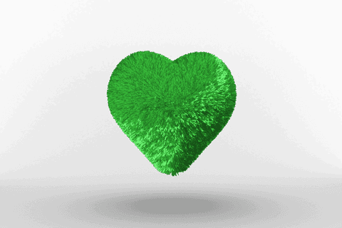 Green heart shaped furry symbol on transparent background
