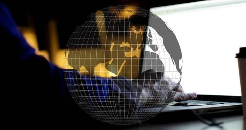 Global Connectivity Concept with Person Typing on Laptop