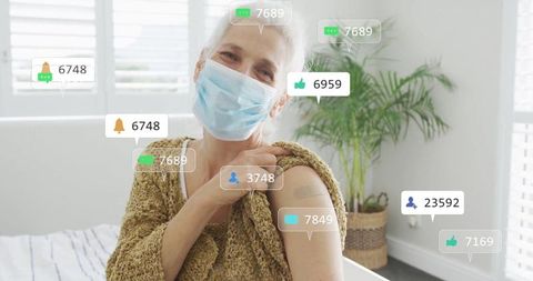 Elderly Woman Connected Through Social Media, Embracing Health and Wellness
