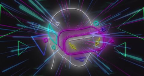 Futuristic VR Headset with Neon Light Trails Concept