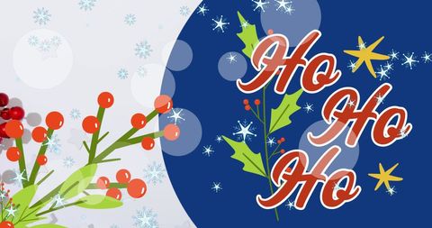 Festive Ho Ho Ho Christmas Greeting with Snowflakes