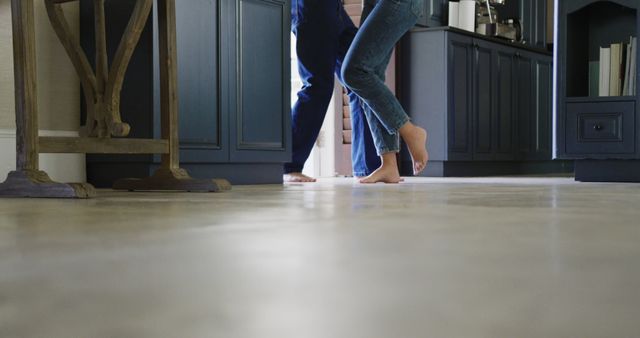 Casual Dance at Home on Kitchen Floor - Download Free Stock Images Pikwizard.com